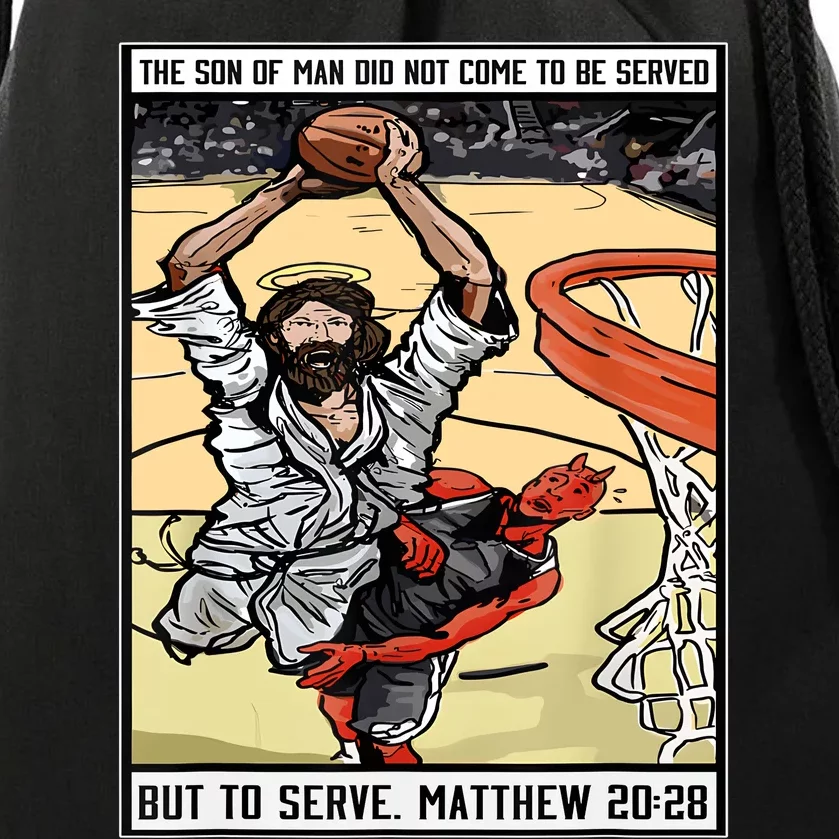 Funny Jesus Christian Playing Basketball Gift Drawstring Bag