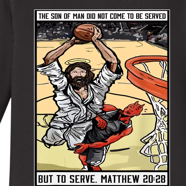 Funny Jesus Christian Playing Basketball Gift Baby Long Sleeve Bodysuit