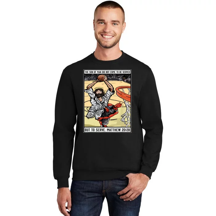 Funny Jesus Christian Playing Basketball Gift Tall Sweatshirt