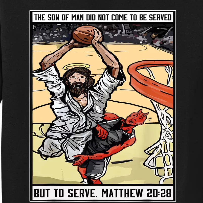 Funny Jesus Christian Playing Basketball Gift Tall Sweatshirt