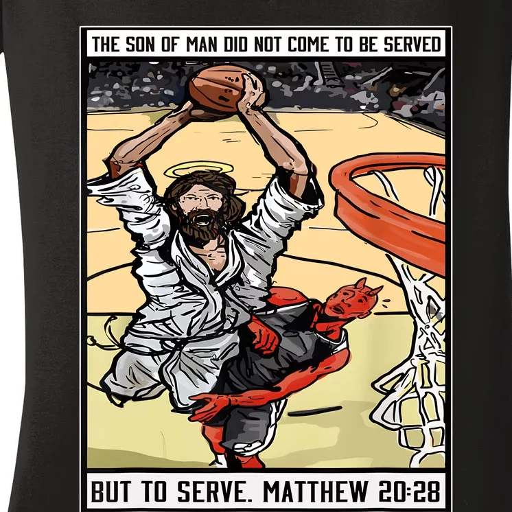 Funny Jesus Christian Playing Basketball Gift Women's V-Neck T-Shirt