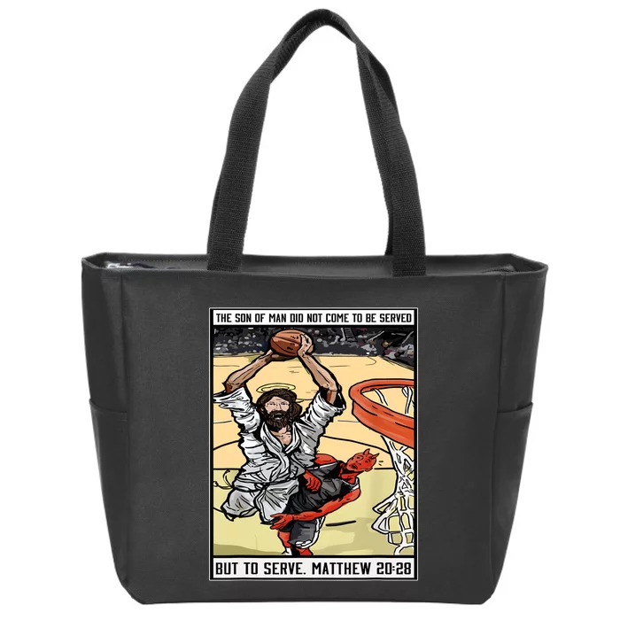 Funny Jesus Christian Playing Basketball Gift Zip Tote Bag