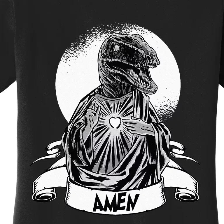 Funny Jesus Christ Parody Raptor Velociraptor Says Amen Women's T-Shirt