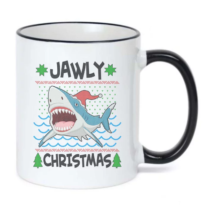 Funny Jawly Christmas Shark Ugly Christmas Sweater Black Color Changing Mug