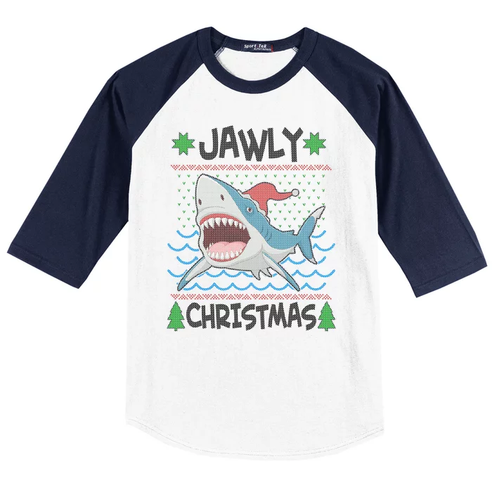 Funny Jawly Christmas Shark Ugly Christmas Sweater Baseball Sleeve Shirt