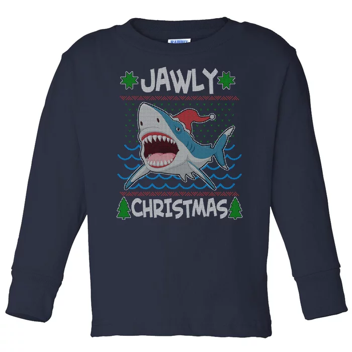 Funny Jawly Christmas Shark Ugly Christmas Sweater Toddler Long Sleeve Shirt