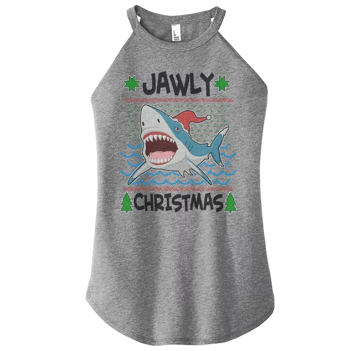 Funny Jawly Christmas Shark Ugly Christmas Sweater Women’s Perfect Tri Rocker Tank