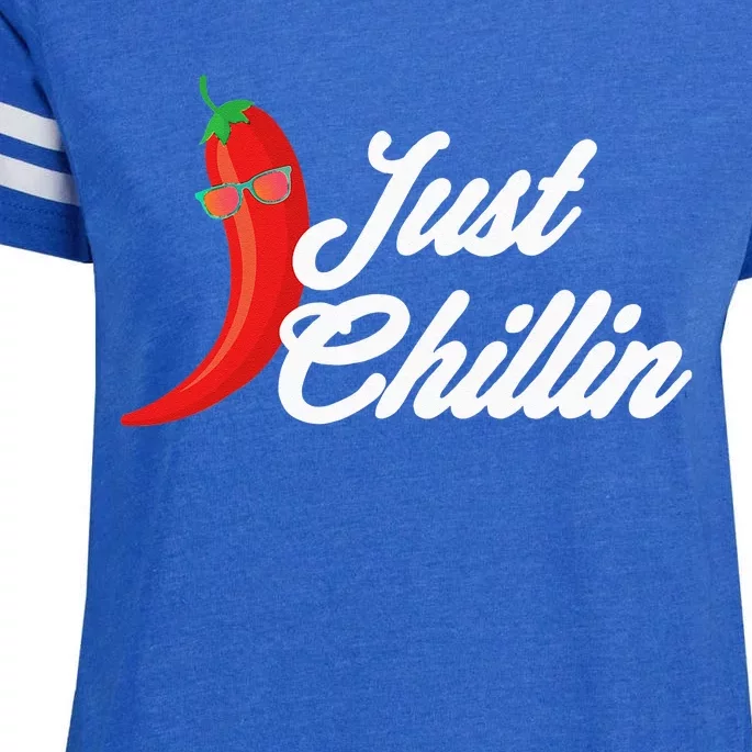 Funny Just Chillin Chili Pepper For Spicy Food Lovers Enza Ladies Jersey Football T-Shirt