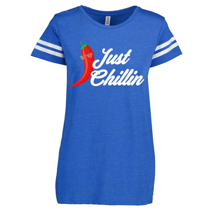 Funny Just Chillin Chili Pepper For Spicy Food Lovers Enza Ladies Jersey Football T-Shirt