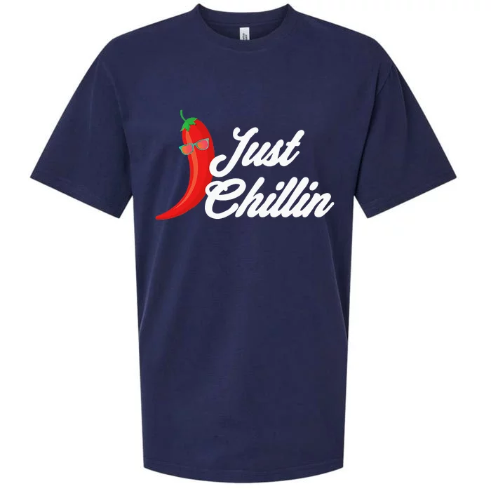 Funny Just Chillin Chili Pepper For Spicy Food Lovers Sueded Cloud Jersey T-Shirt