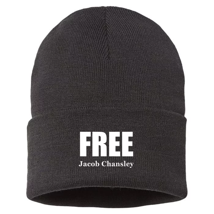 Free Jacob Chansley MAGA Conservative January 6 Sustainable Knit Beanie