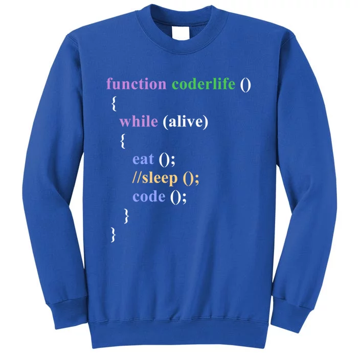 Funny Javascript Developer Programming Eat Sleep Code Repeat Gift Tall Sweatshirt