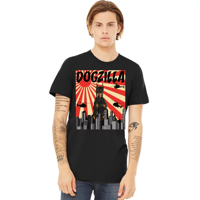 Funny Japanese Dogzilla Doberman Pinscher Premium T-Shirt