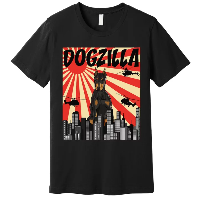 Funny Japanese Dogzilla Doberman Pinscher Premium T-Shirt