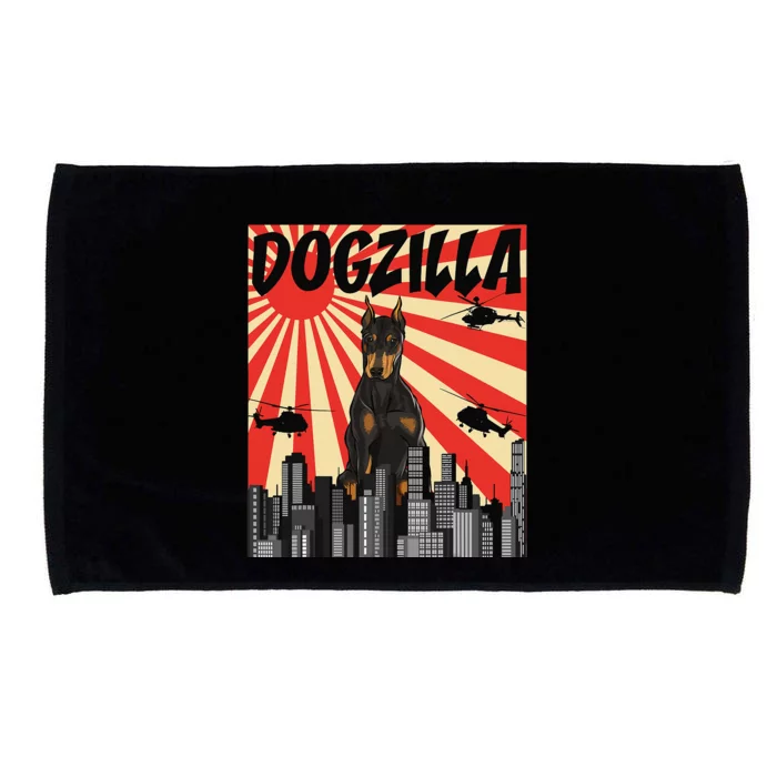 Funny Japanese Dogzilla Doberman Pinscher Microfiber Hand Towel