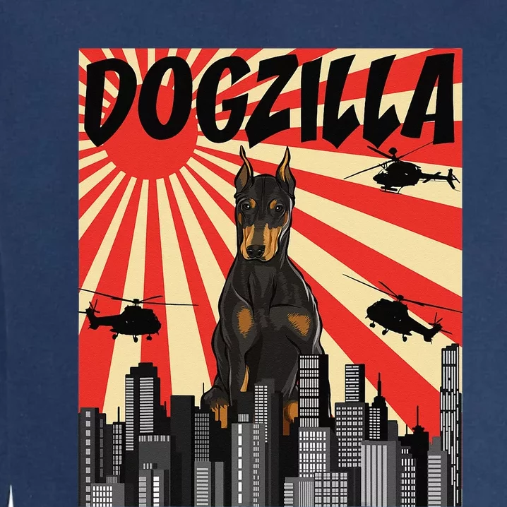 Funny Japanese Dogzilla Doberman Pinscher Garment-Dyed Sweatshirt