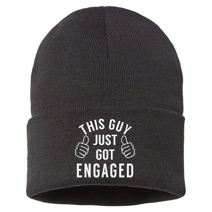 Funny Just Engaged For Engagement Gift Sustainable Knit Beanie