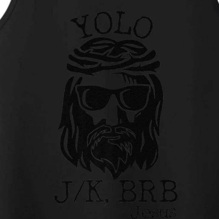 Funny Jesus Easter YOLO JK BRB Texting Premium Performance Tank