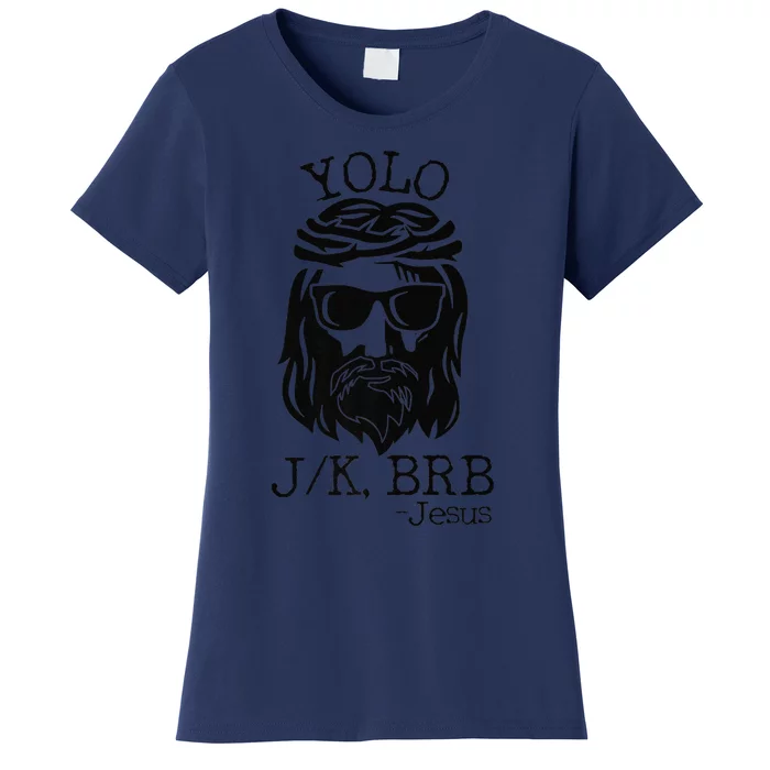 Funny Jesus Easter YOLO JK BRB Texting Premium Women's T-Shirt