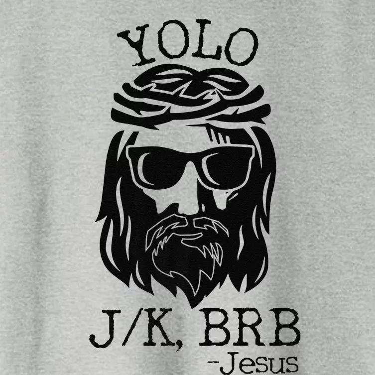 Funny Jesus Easter YOLO JK BRB Texting Premium Women's Crop Top Tee