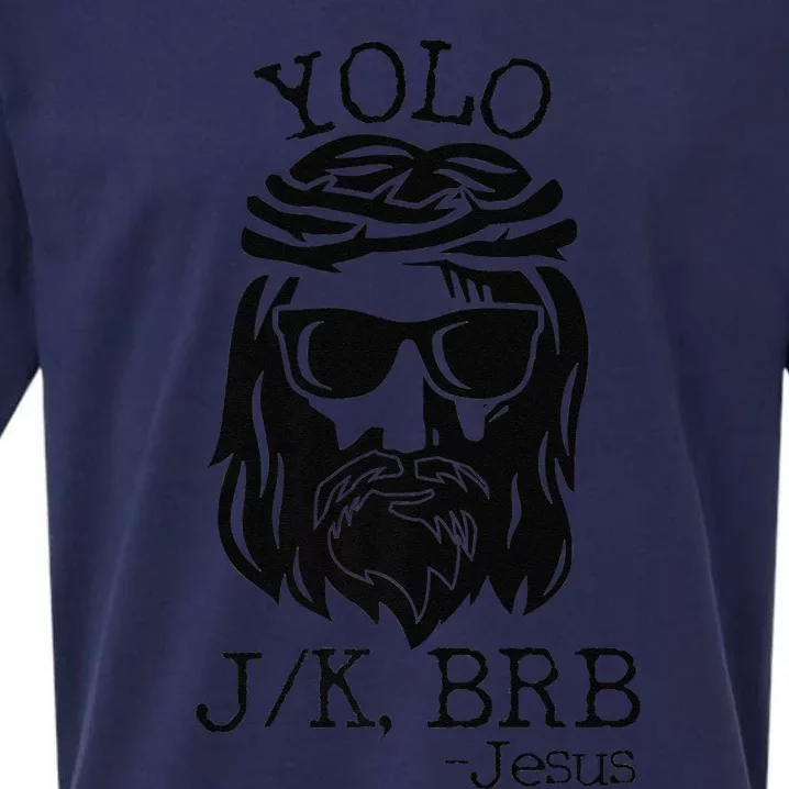 Funny Jesus Easter YOLO JK BRB Texting Premium Sueded Cloud Jersey T-Shirt