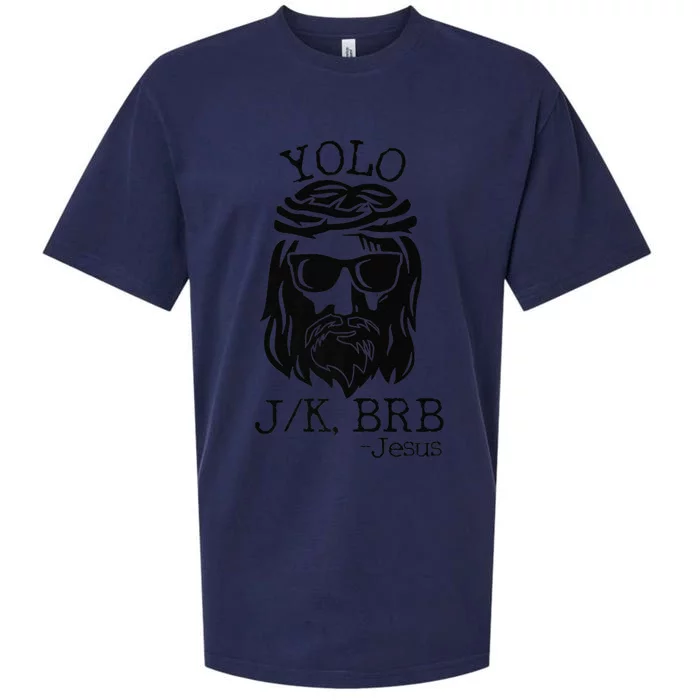 Funny Jesus Easter YOLO JK BRB Texting Premium Sueded Cloud Jersey T-Shirt