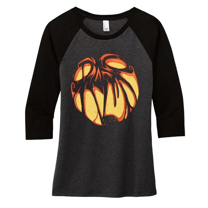 Fierce JackOLantern Women's Tri-Blend 3/4-Sleeve Raglan Shirt