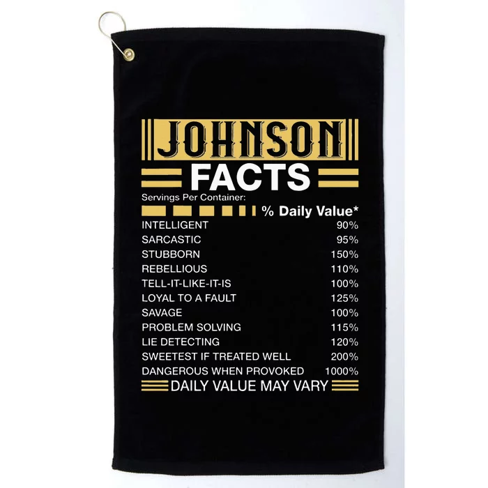 Funny Johnson FACTS Johnson Name Platinum Collection Golf Towel