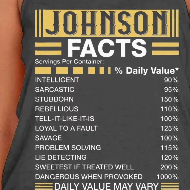 Funny Johnson FACTS Johnson Name Women's Knotted Racerback Tank