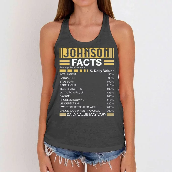 Funny Johnson FACTS Johnson Name Women's Knotted Racerback Tank