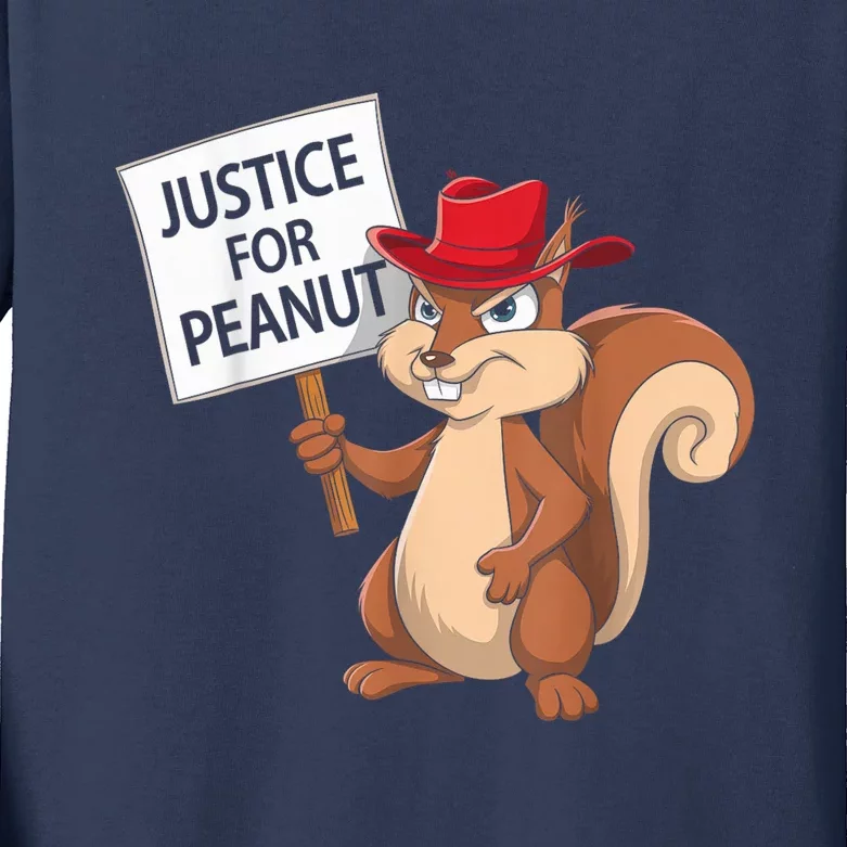 Funny Justice For Peanut Pnut Squirrel Pnut Justice Kids Long Sleeve Shirt