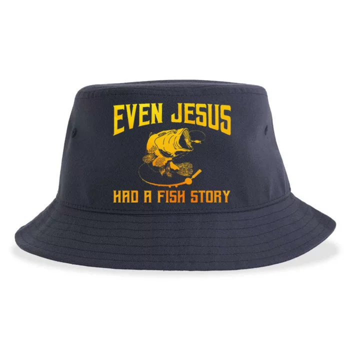 Funny Jesus Fish Art Fisherman Fisher Fishing Sustainable Bucket Hat