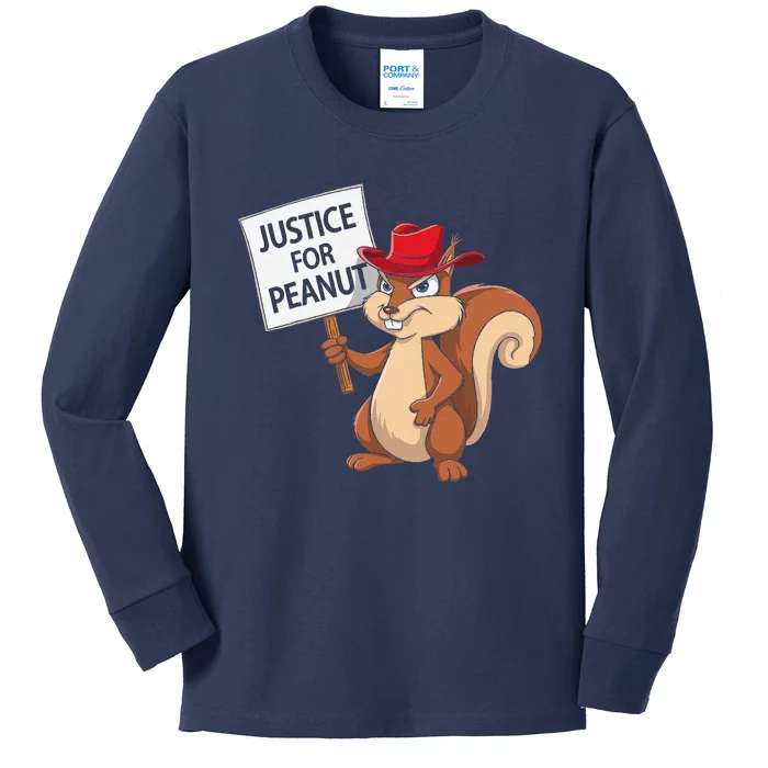 Funny Justice For Peanut Pnut Squirrelpnut Justice Kids Long Sleeve Shirt