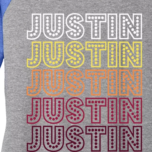 Funny Justin First Name Justin Women's Tri-Blend 3/4-Sleeve Raglan Shirt