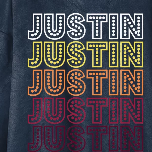 Funny Justin First Name Justin Hooded Wearable Blanket