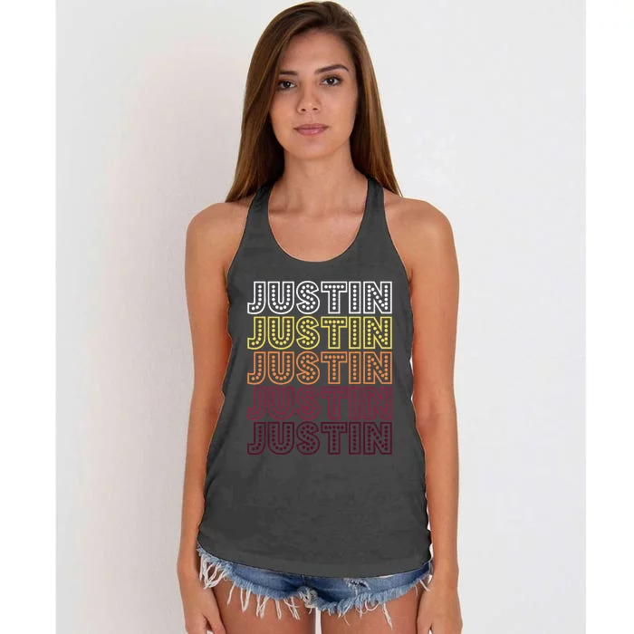 Funny Justin First Name Justin Women's Knotted Racerback Tank