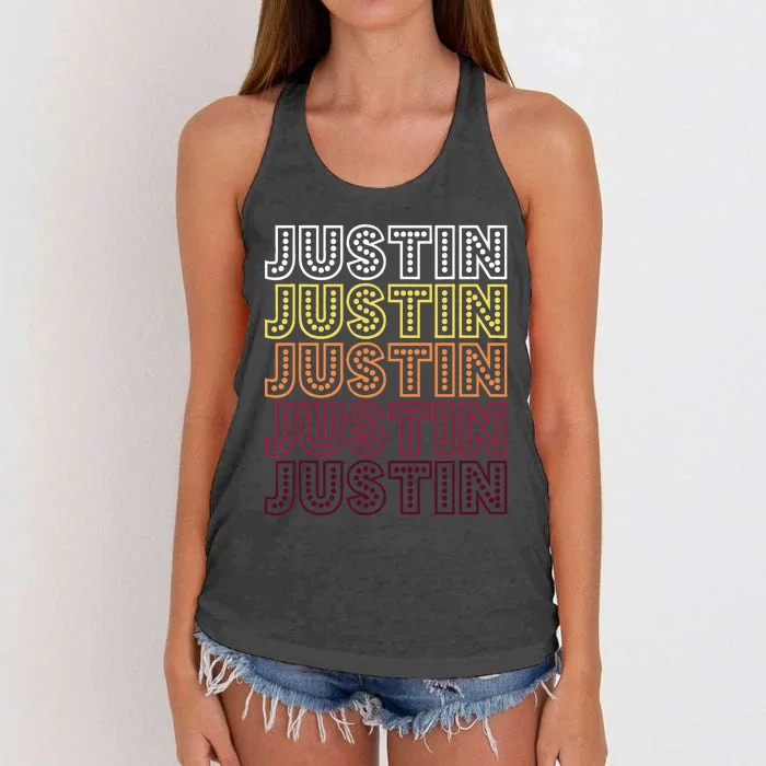 Funny Justin First Name Justin Women's Knotted Racerback Tank