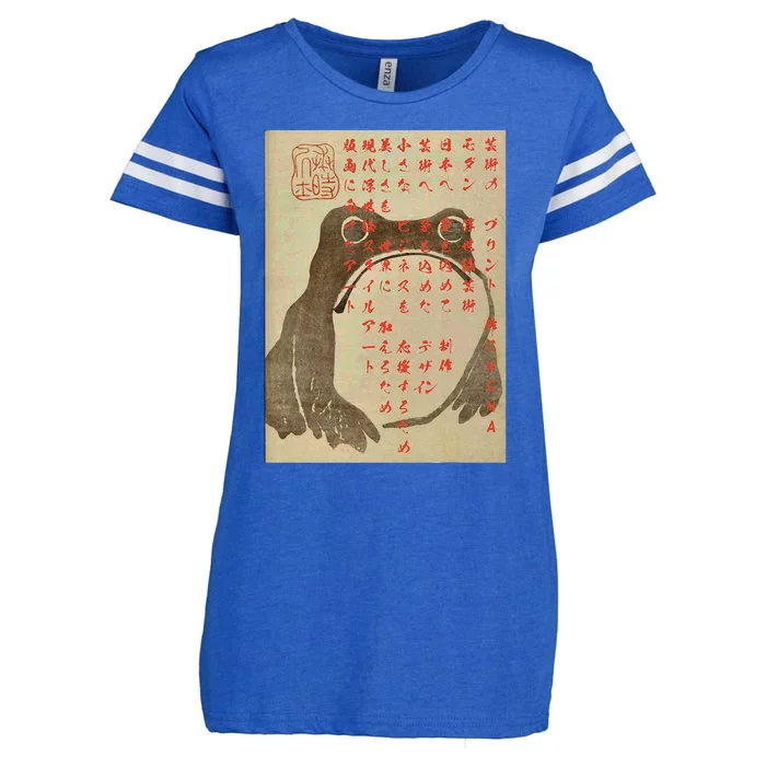 Funny Japanese Frog Art Ukiyoe Enza Ladies Jersey Football T-Shirt