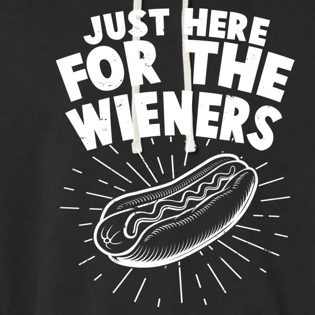 Funny Just Here For The Wieners Hotdog Lover Bbq Garment-Dyed Fleece Hoodie