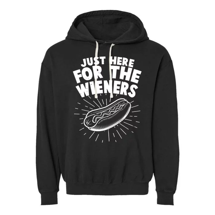 Funny Just Here For The Wieners Hotdog Lover Bbq Garment-Dyed Fleece Hoodie