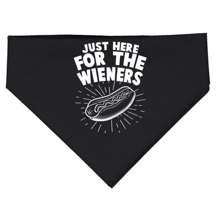 Funny Just Here For The Wieners Hotdog Lover Bbq USA-Made Doggie Bandana