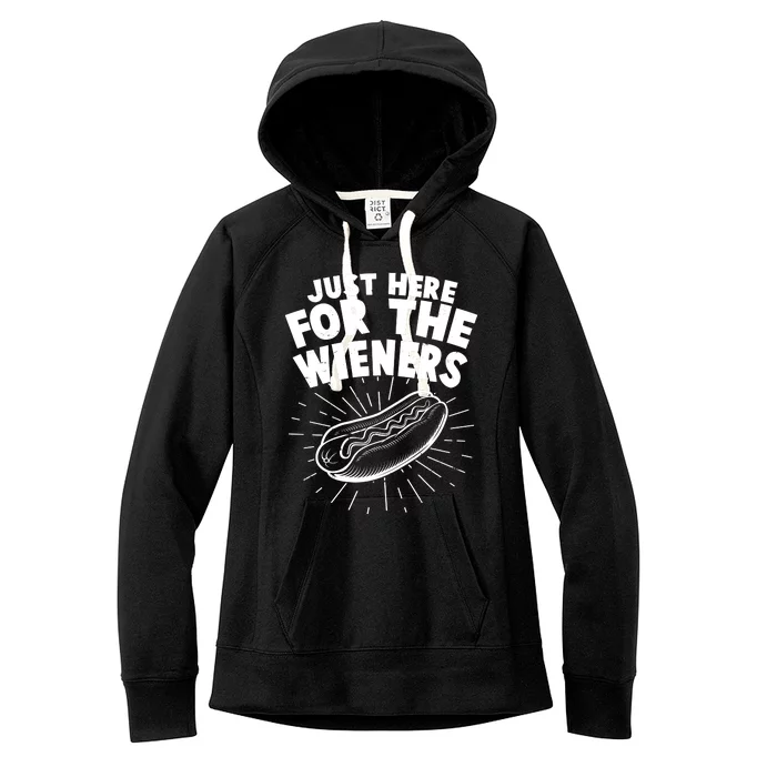 Funny Just Here For The Wieners Hotdog Lover Bbq Women's Fleece Hoodie