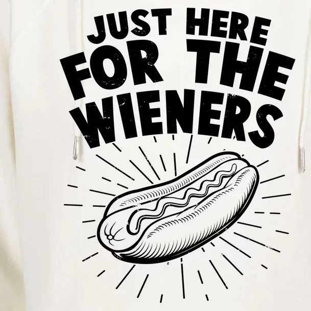 Funny Just Here For The Wieners Hotdog Lover Bbq Womens Funnel Neck Pullover Hood