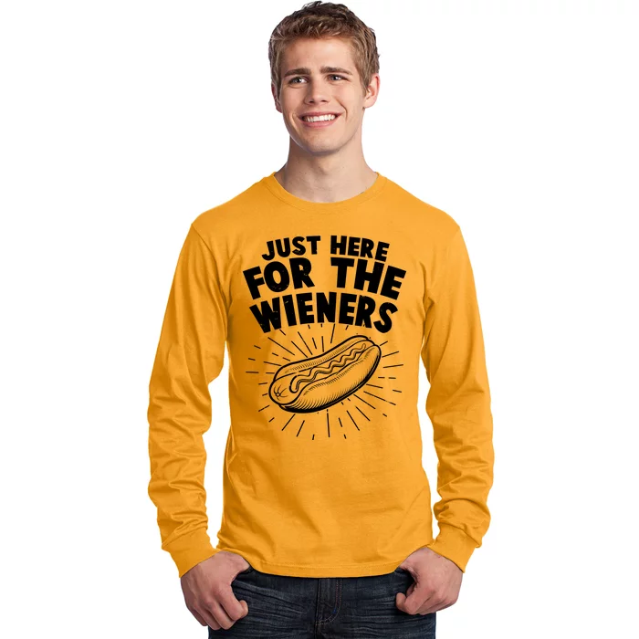 Funny Just Here For The Wieners Hotdog Lover Bbq Long Sleeve Shirt