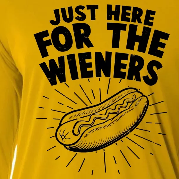 Funny Just Here For The Wieners Hotdog Lover Bbq Cooling Performance Long Sleeve Crew