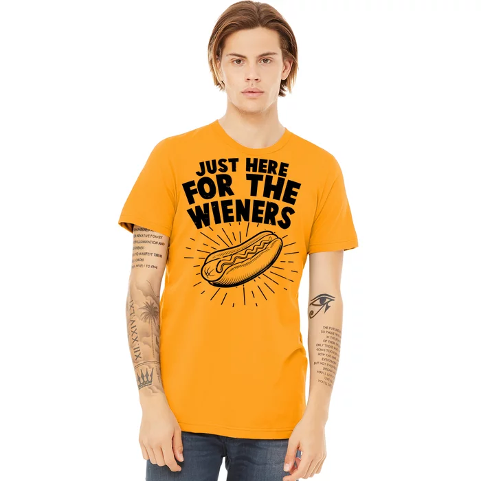 Funny Just Here For The Wieners Hotdog Lover Bbq Premium T-Shirt