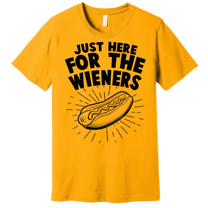 Funny Just Here For The Wieners Hotdog Lover Bbq Premium T-Shirt