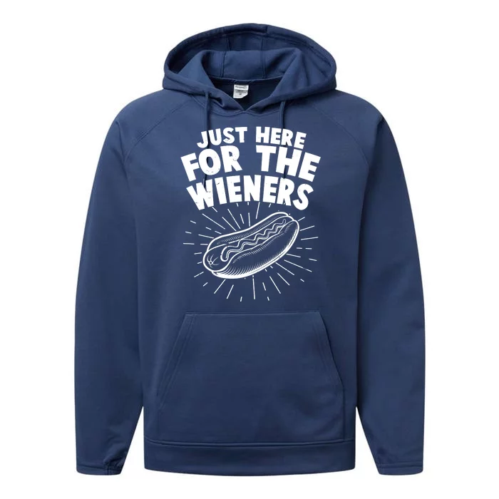 Funny Just Here For The Wieners Hotdog Lover Bbq Performance Fleece Hoodie