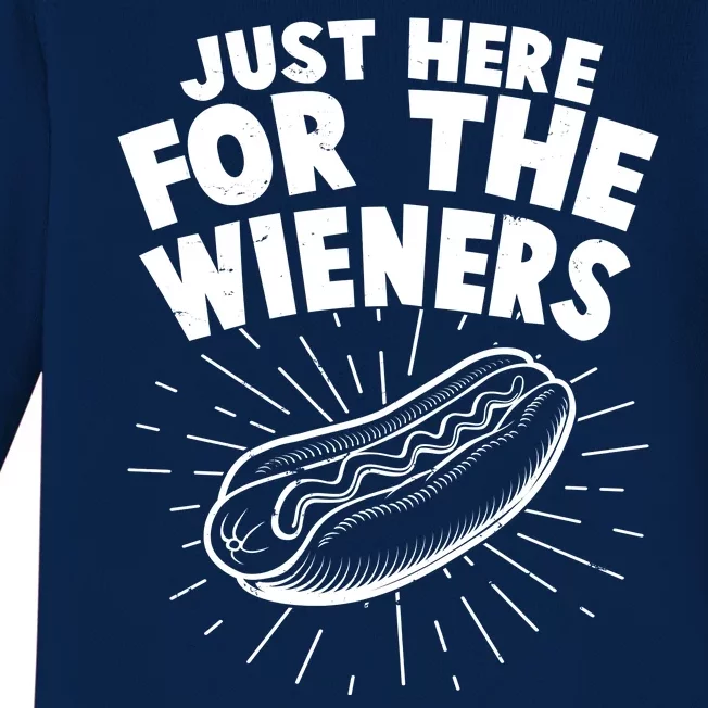 Funny Just Here For The Wieners Hotdog Lover Bbq Baby Long Sleeve Bodysuit