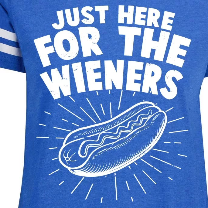 Funny Just Here For The Wieners Hotdog Lover Bbq Enza Ladies Jersey Football T-Shirt